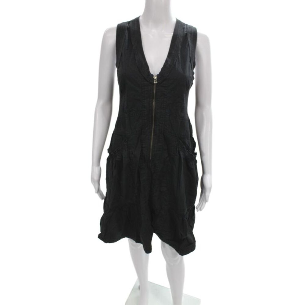 Daily Practice Women Tank Dress Black V-Neck Sleeveless Zip Size M